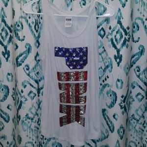 Victoria's Secret PINK american flag bling tank